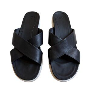 UGG Women's Zari Leather Sandals (Black) - Size 11